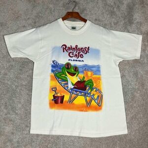 Vintage Rainforest Cafe Florida Frog Beach T Shirt Mens Medium White USA Made